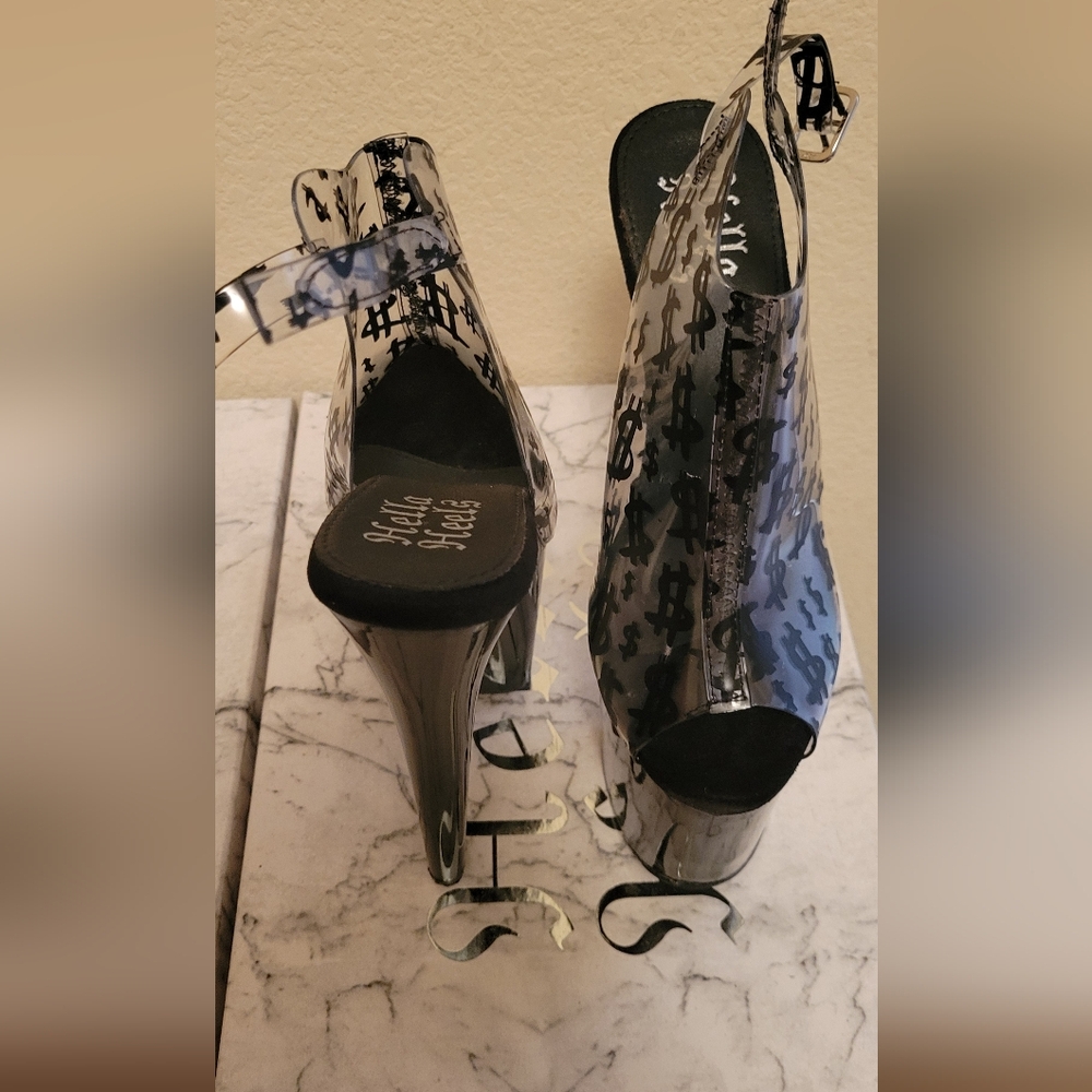 Hella Heels Make It Reign Stylish Transparent Heels with Black Accents